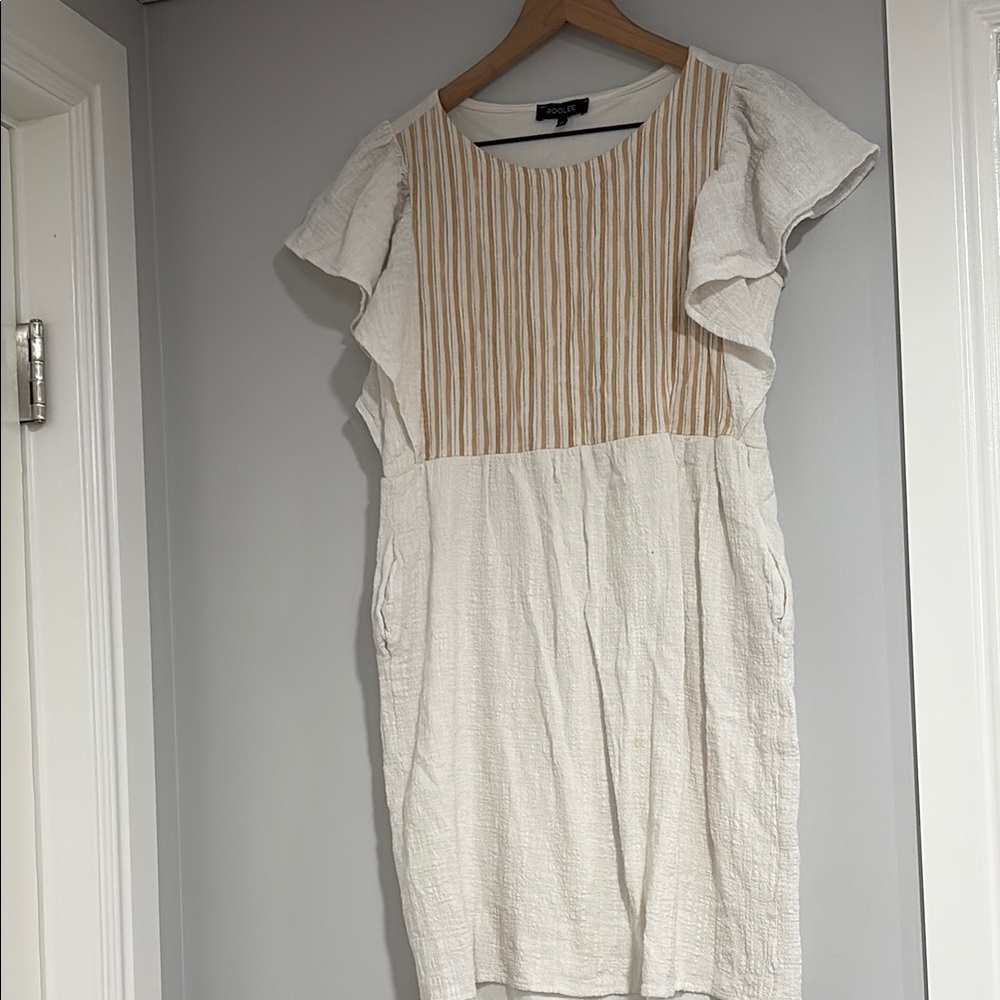 Roolee Cream Mini Dress with Tan Accents Size XS